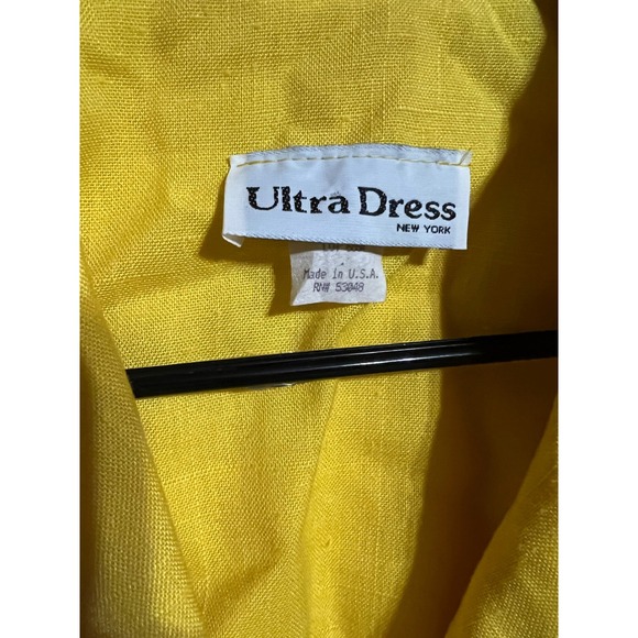 Ultra Dress New York Yellow Linen Blend Blazer Dress Sun Brooch Double Breasted - Picture 2 of 11